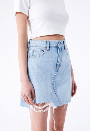 Dr:denim echo skirt stream light trashed