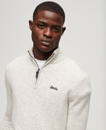 Essential emb knit henley athletic grey marl