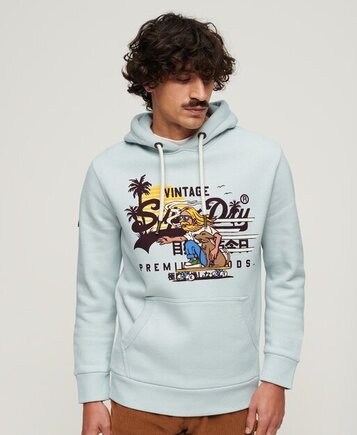 La graphic hoodie sea salt blue