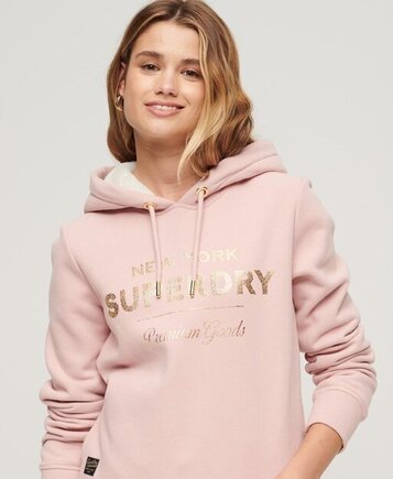 Luxe metallic logo hoodie vintage blush pink